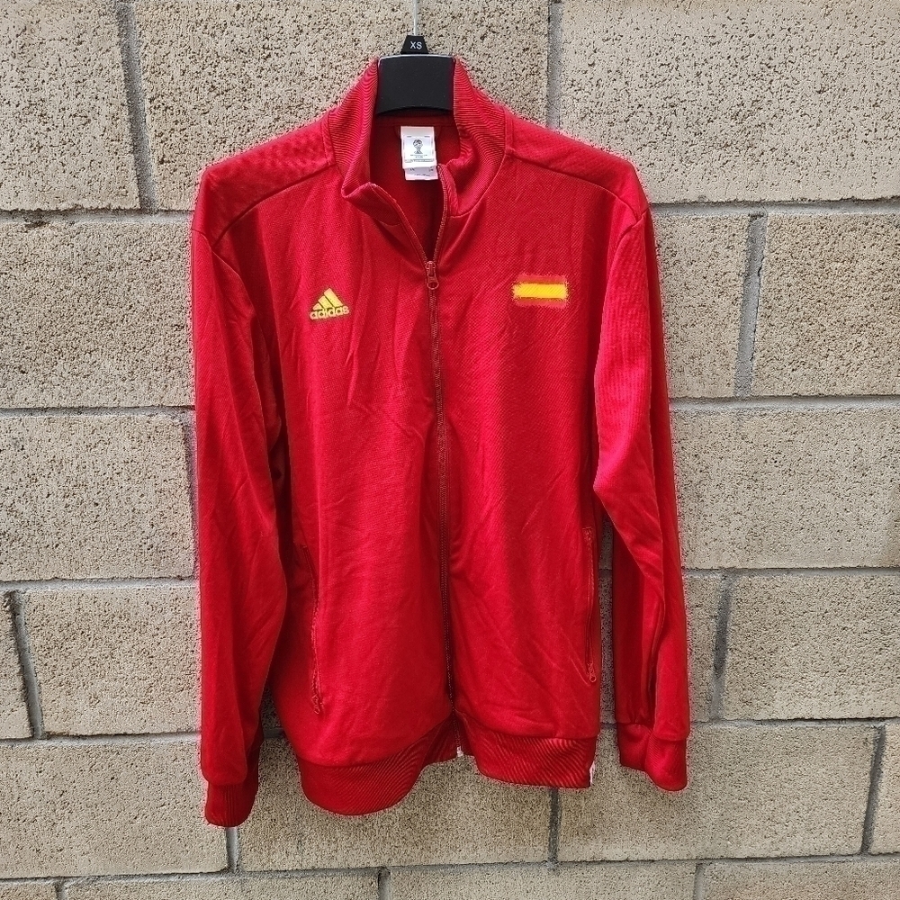 Adidas Spain National Football Team World Cup 2014 Brazil Red Jacket Mens Size L
